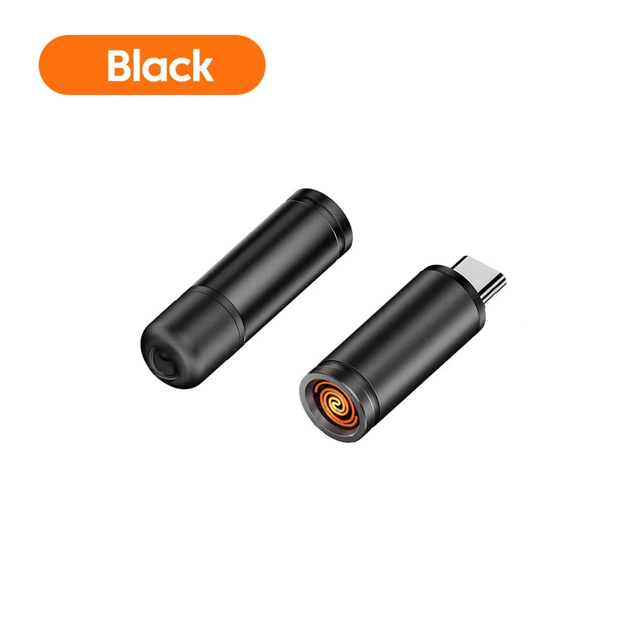 Mini Type-C Mobile Phone Cigarette Lighter Air Blowing Cigarette Lighter Outdoor Portable Windproof Safety Lighter USB C
